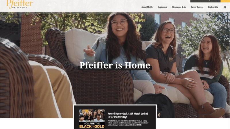 Pfeiffer University Website Awarded Bronze At Educational Advertising